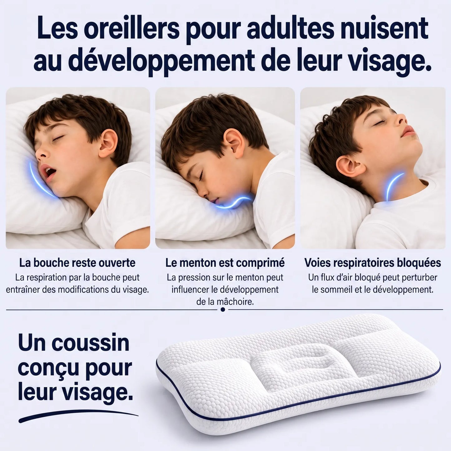 Les oreillers pour adultes et le developpement du visage