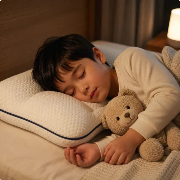 Enfant endormi sur le coussin, ambiance nuit