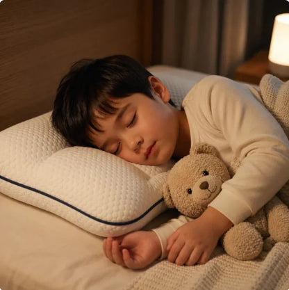 Enfant endormi sur le coussin, ambiance nuit