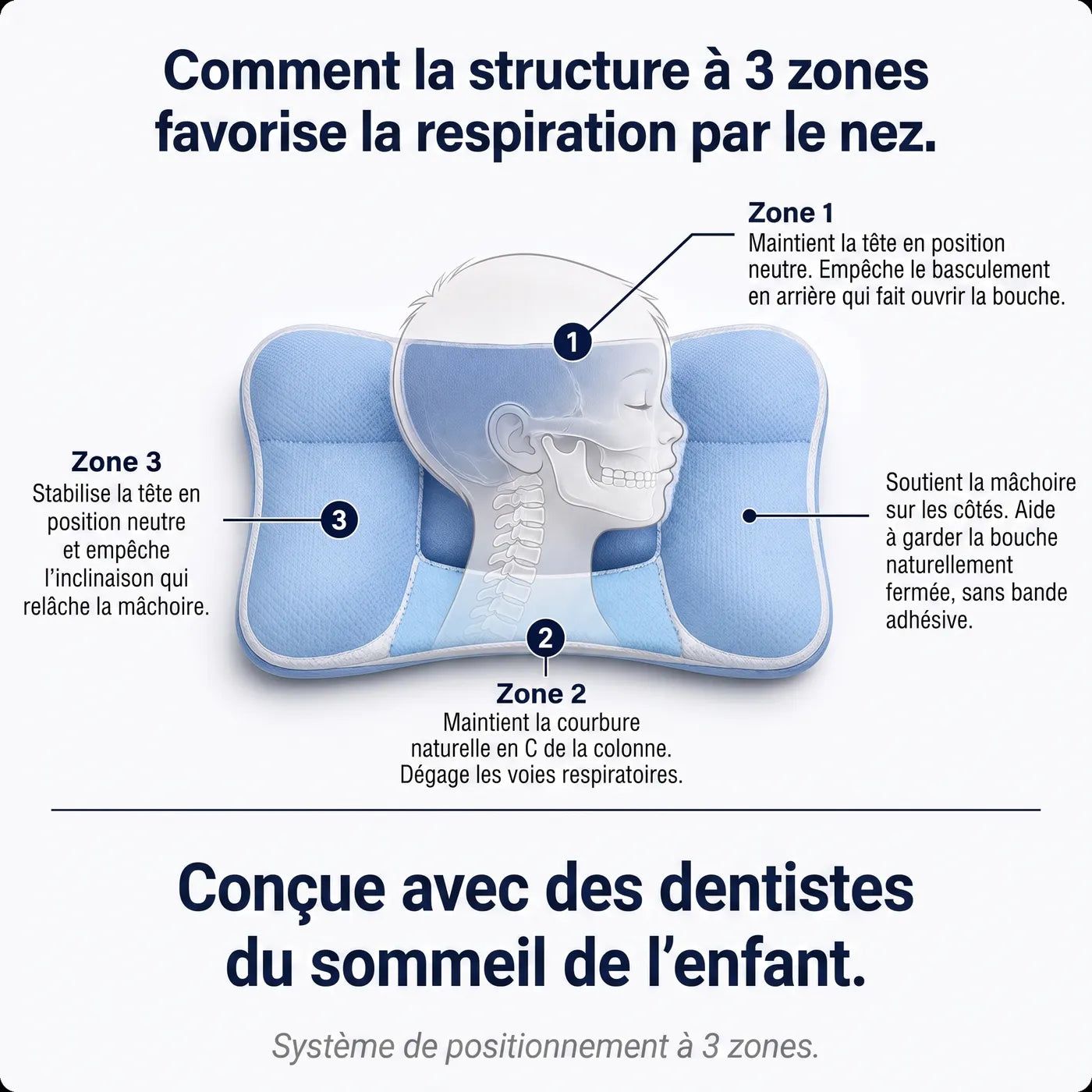 Structure à trois zones du coussin